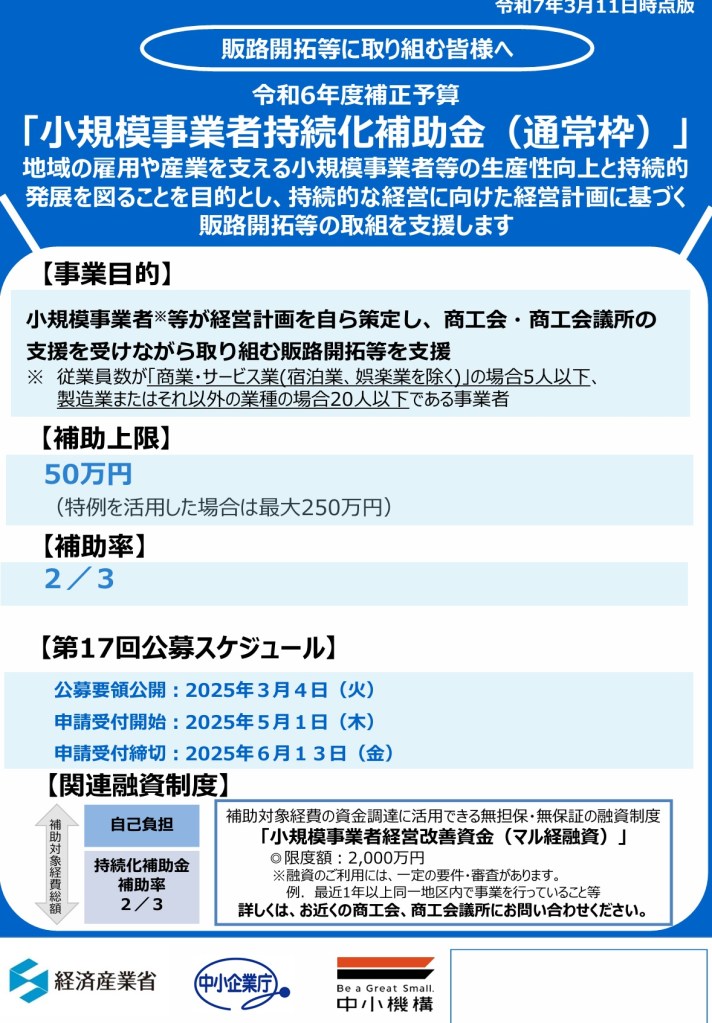 小規模事業者持続化補助金通常枠チラシ